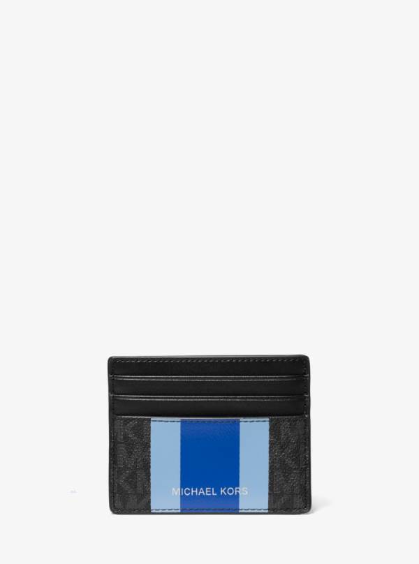 Panske Penazenky Michael Kors Hudson Logo Stripe Tall Card Case Modre - Doplnky Michael Kors Akcia | BTFRJ-2087